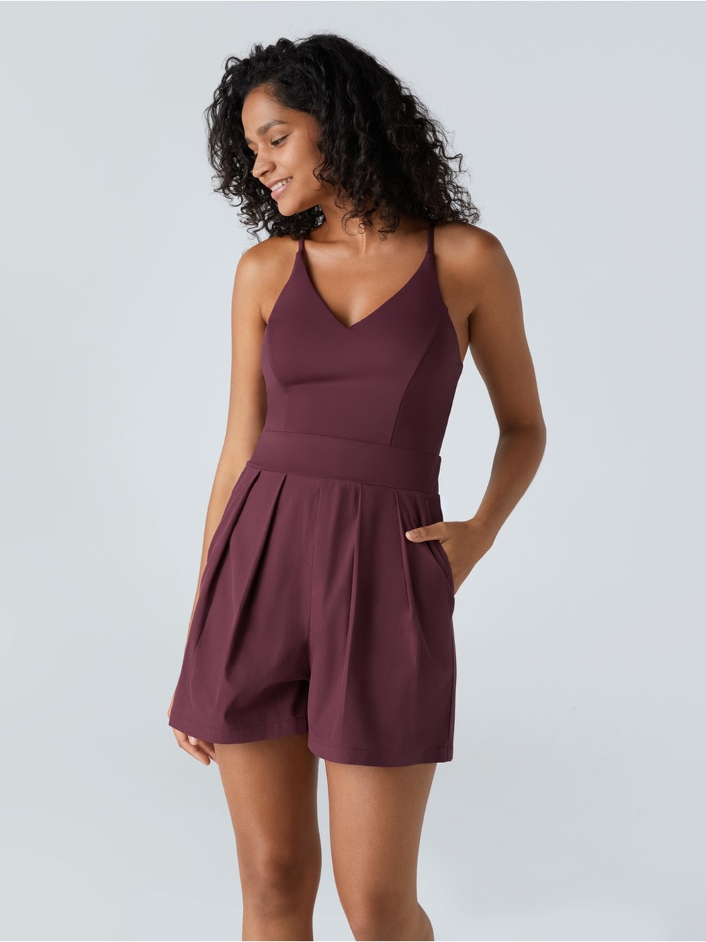 Halara Breezeful Backless Quick Dry Playsuit Romper in Plum size XL NWOT